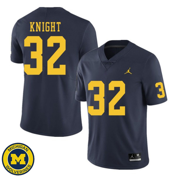 Mens University of Michigan #32 Nolan Knight Navy College Football Jersey